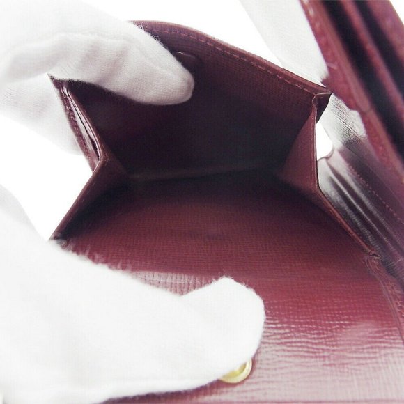 Authenticity Guaranteed CARTIER Bi -fold Wallet Mastrin Bordeaux Leather - Picture 4 of 11